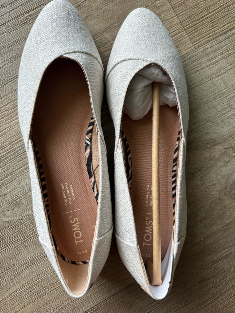 Toms Women's Jutti Neat Natural Metallic Herringbone Slip-On Flats, Size 10
